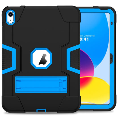 For iPad 2025 / 2022 Contrast Color Silicone + PC Tablet Case with Holder(Black Blue) - iPad 2025 / 2022 Cases by buy2fix | Online Shopping UK | buy2fix