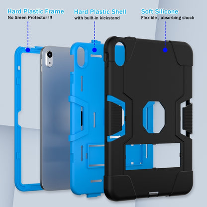 For iPad 2025 / 2022 Contrast Color Silicone + PC Tablet Case with Holder(Black Blue) - iPad 2025 / 2022 Cases by buy2fix | Online Shopping UK | buy2fix