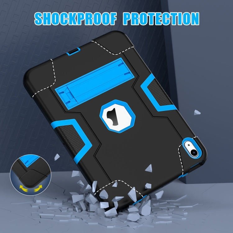 For iPad 2025 / 2022 Contrast Color Silicone + PC Tablet Case with Holder(Black Blue) - iPad 2025 / 2022 Cases by buy2fix | Online Shopping UK | buy2fix