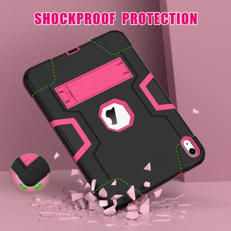 For iPad 2025 / 2022 Contrast Color Silicone + PC Tablet Case with Holder(Black Rose Red) - iPad 2025 / 2022 Cases by buy2fix | Online Shopping UK | buy2fix