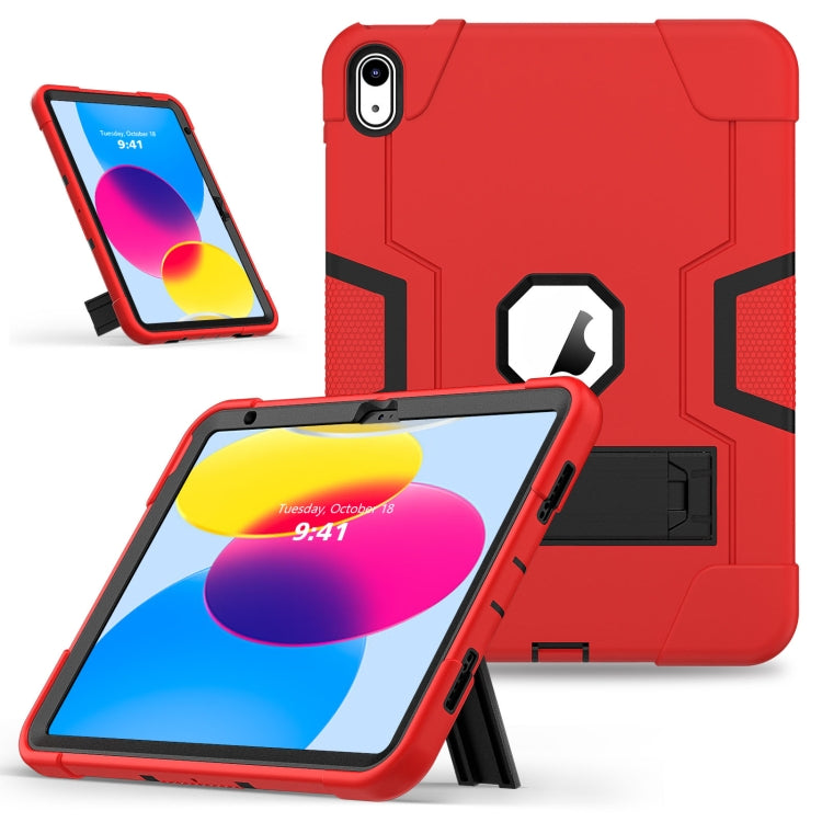 For iPad 2025 / 2022 Contrast Color Silicone + PC Tablet Case with Holder(Red Black) - iPad 2025 / 2022 Cases by buy2fix | Online Shopping UK | buy2fix