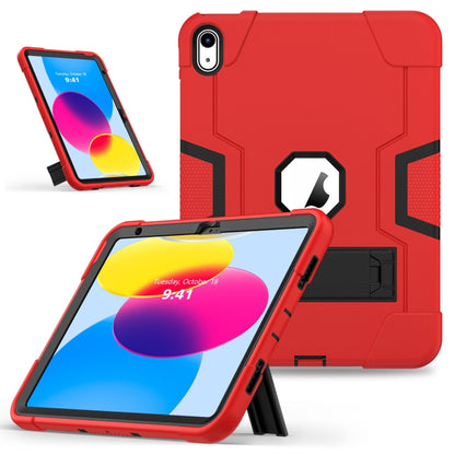For iPad 2025 / 2022 Contrast Color Silicone + PC Tablet Case with Holder(Red Black) - iPad 2025 / 2022 Cases by buy2fix | Online Shopping UK | buy2fix