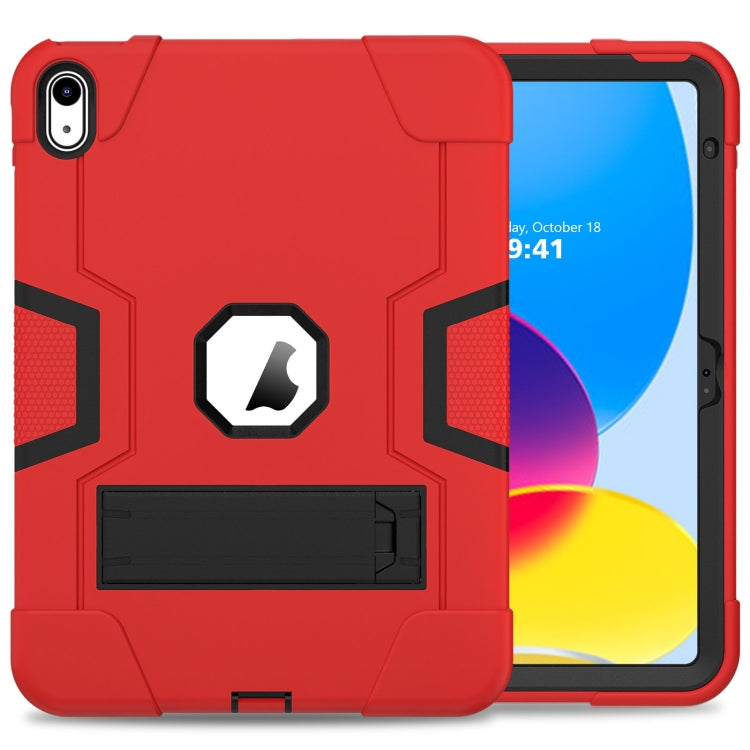 For iPad 2025 / 2022 Contrast Color Silicone + PC Tablet Case with Holder(Red Black) - iPad 2025 / 2022 Cases by buy2fix | Online Shopping UK | buy2fix