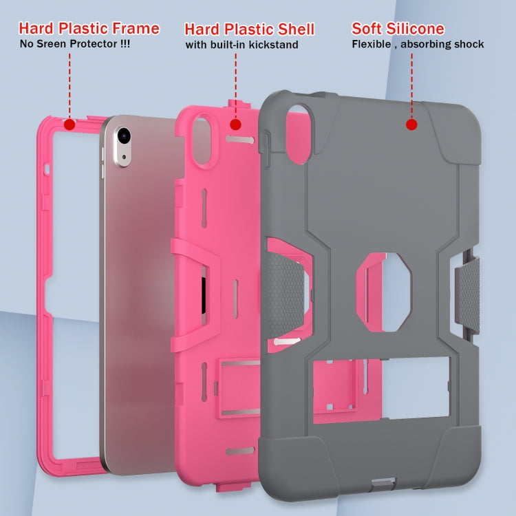 For iPad 2025 / 2022 Contrast Color Silicone + PC Tablet Case with Holder(Grey Rose Red) - iPad 2025 / 2022 Cases by buy2fix | Online Shopping UK | buy2fix