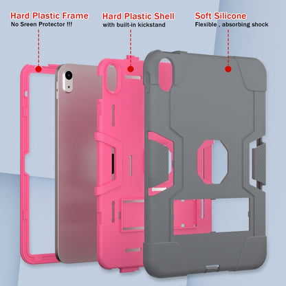 For iPad 2025 / 2022 Contrast Color Silicone + PC Tablet Case with Holder(Grey Rose Red) - iPad 2025 / 2022 Cases by buy2fix | Online Shopping UK | buy2fix