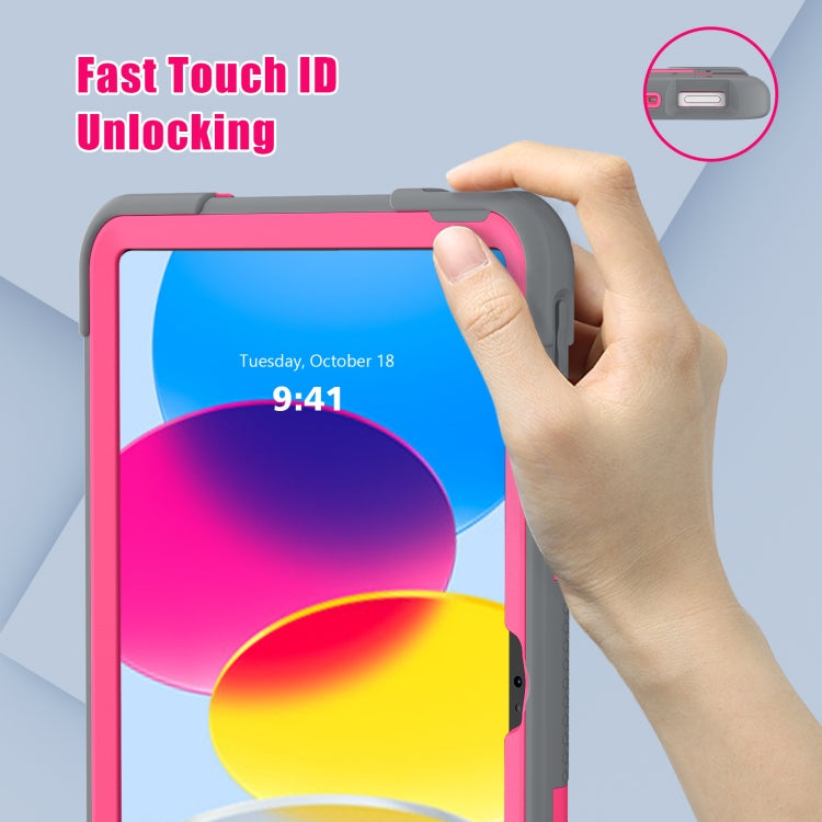For iPad 2025 / 2022 Contrast Color Silicone + PC Tablet Case with Holder(Grey Rose Red) - iPad 2025 / 2022 Cases by buy2fix | Online Shopping UK | buy2fix