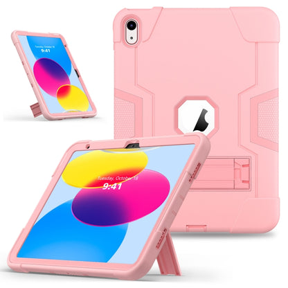For iPad 2025 / 2022 Contrast Color Silicone + PC Tablet Case with Holder(Rose Gold) - iPad 2025 / 2022 Cases by buy2fix | Online Shopping UK | buy2fix