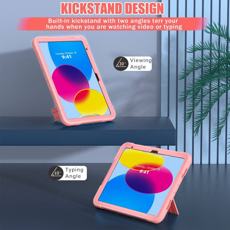 For iPad 2025 / 2022 Contrast Color Silicone + PC Tablet Case with Holder(Rose Gold) - iPad 2025 / 2022 Cases by buy2fix | Online Shopping UK | buy2fix