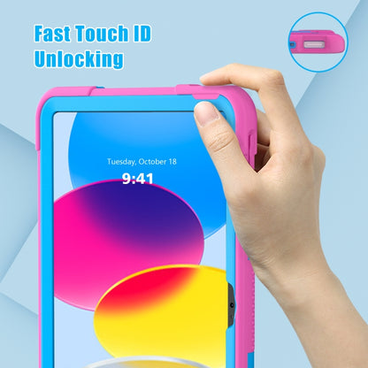 For iPad 2025 / 2022 Contrast Color Silicone + PC Tablet Case with Holder(Rose Red Blue) - iPad 2025 / 2022 Cases by buy2fix | Online Shopping UK | buy2fix