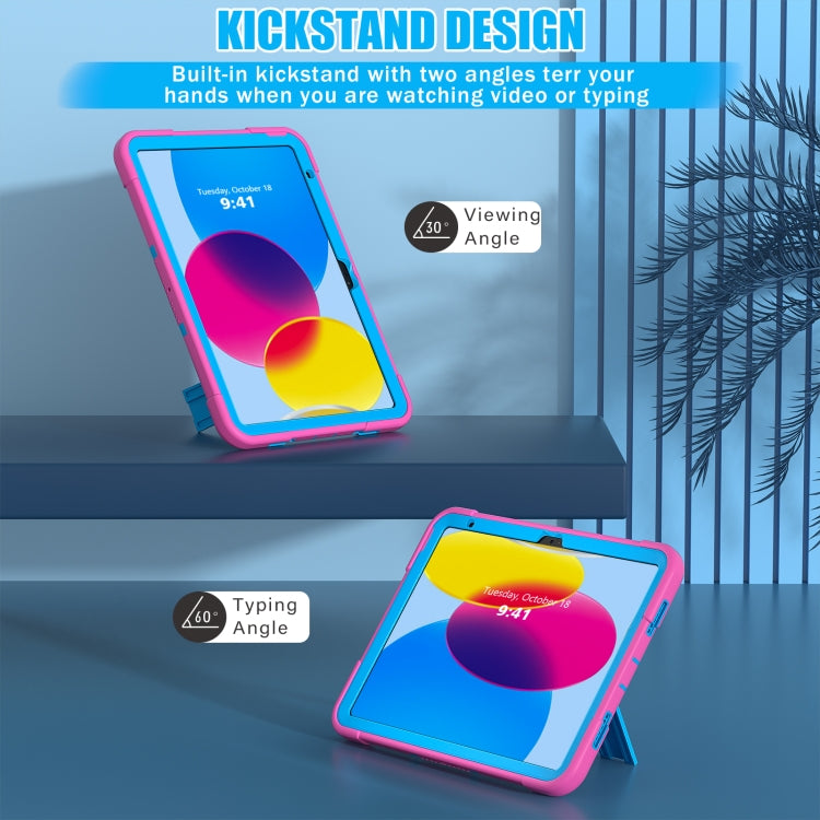 For iPad 2025 / 2022 Contrast Color Silicone + PC Tablet Case with Holder(Rose Red Blue) - iPad 2025 / 2022 Cases by buy2fix | Online Shopping UK | buy2fix