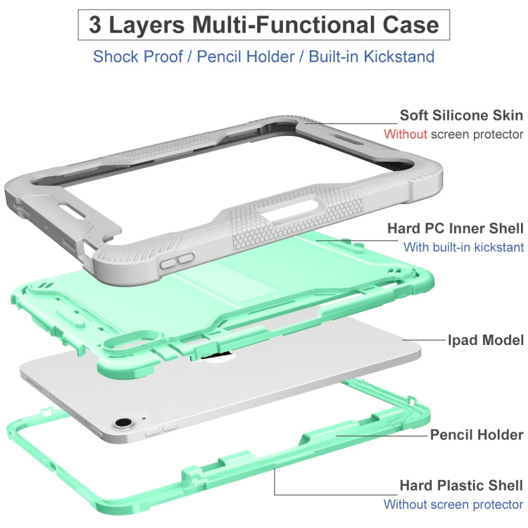 For iPad 2025 / 2022 Silicone + PC Shockproof Tablet Case(Mint Green+Grey) - iPad 2025 / 2022 Cases by buy2fix | Online Shopping UK | buy2fix