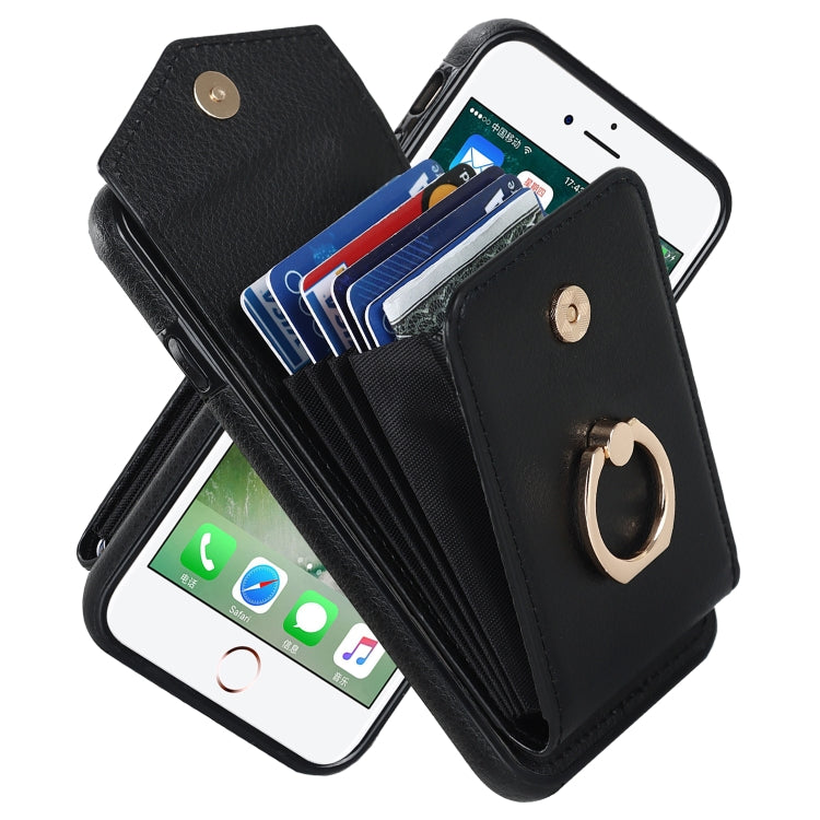 For iPhone SE 2022 / SE 2020 / 8 / 7 Anti-theft RFID Card Slot Phone Case(Black) - iPhone SE 2022 / 2020 / 8 / 7 Cases by buy2fix | Online Shopping UK | buy2fix