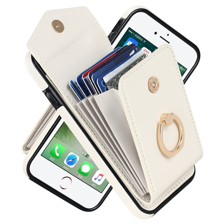 For iPhone SE 2022 / SE 2020 / 8 / 7 Anti-theft RFID Card Slot Phone Case(Beige) - iPhone SE 2022 / 2020 / 8 / 7 Cases by buy2fix | Online Shopping UK | buy2fix