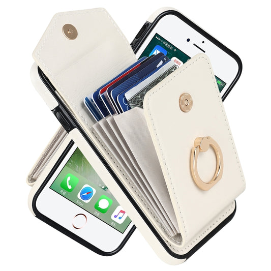 For iPhone SE 2022 / SE 2020 / 8 / 7 Anti-theft RFID Card Slot Phone Case(Beige) - iPhone SE 2022 / 2020 / 8 / 7 Cases by buy2fix | Online Shopping UK | buy2fix