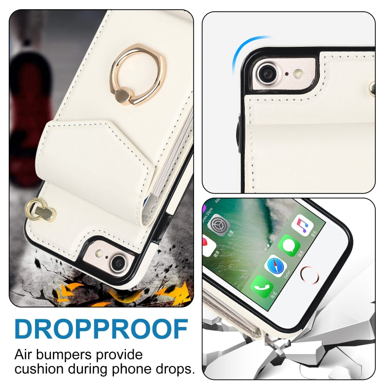 For iPhone SE 2022 / SE 2020 / 8 / 7 Anti-theft RFID Card Slot Phone Case(Beige) - iPhone SE 2022 / 2020 / 8 / 7 Cases by buy2fix | Online Shopping UK | buy2fix