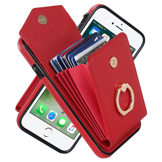 For iPhone SE 2022 / SE 2020 / 8 / 7 Anti-theft RFID Card Slot Phone Case(Red) - iPhone SE 2022 / 2020 / 8 / 7 Cases by buy2fix | Online Shopping UK | buy2fix
