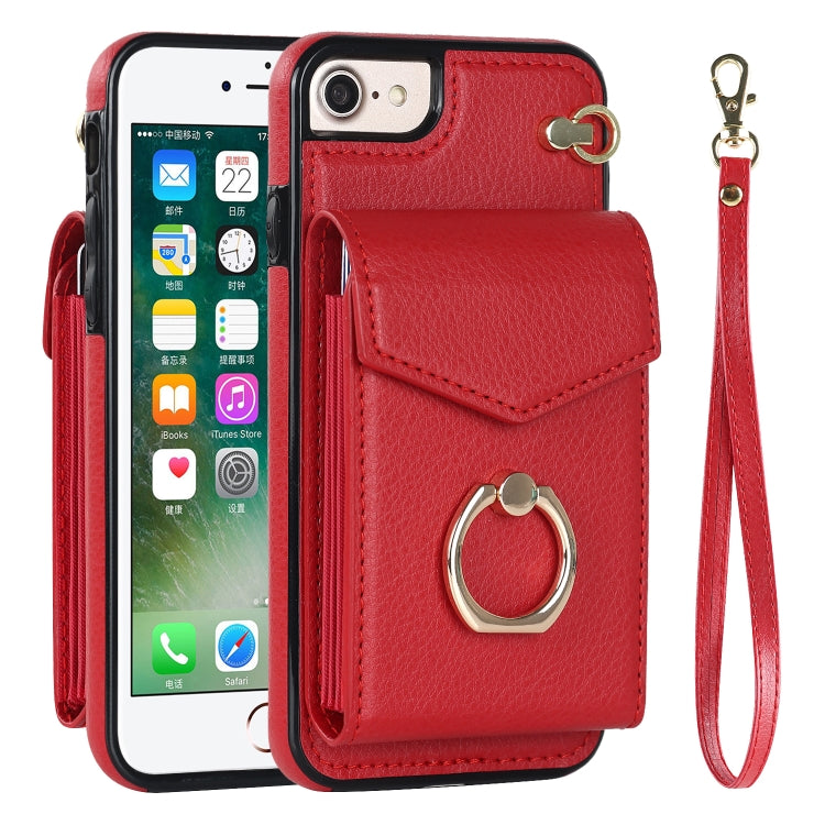 For iPhone SE 2022 / SE 2020 / 8 / 7 Anti-theft RFID Card Slot Phone Case(Red) - iPhone SE 2022 / 2020 / 8 / 7 Cases by buy2fix | Online Shopping UK | buy2fix