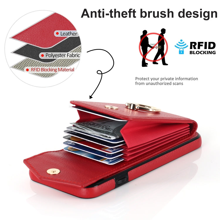 For iPhone SE 2022 / SE 2020 / 8 / 7 Anti-theft RFID Card Slot Phone Case(Red) - iPhone SE 2022 / 2020 / 8 / 7 Cases by buy2fix | Online Shopping UK | buy2fix