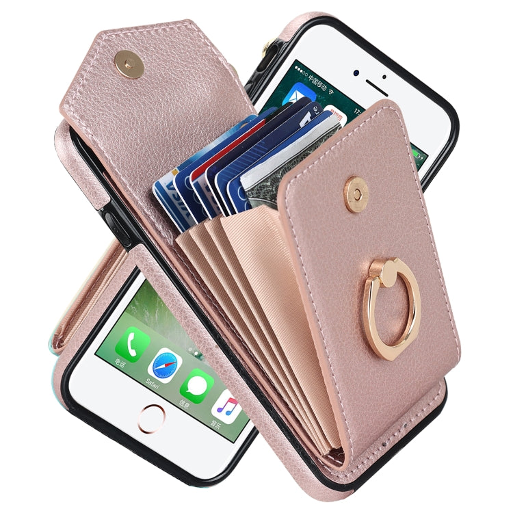 For iPhone SE 2022 / SE 2020 / 8 / 7 Anti-theft RFID Card Slot Phone Case(Rose Gold) - iPhone SE 2022 / 2020 / 8 / 7 Cases by buy2fix | Online Shopping UK | buy2fix