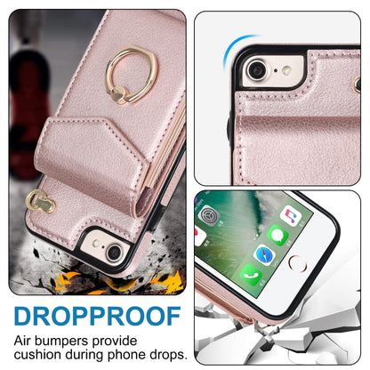 For iPhone SE 2022 / SE 2020 / 8 / 7 Anti-theft RFID Card Slot Phone Case(Rose Gold) - iPhone SE 2022 / 2020 / 8 / 7 Cases by buy2fix | Online Shopping UK | buy2fix