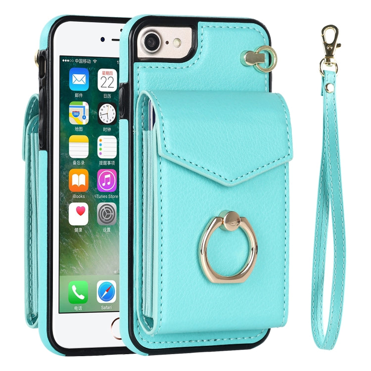 For iPhone SE 2022 / SE 2020 / 8 / 7 Anti-theft RFID Card Slot Phone Case(Mint Green) - iPhone SE 2022 / 2020 / 8 / 7 Cases by buy2fix | Online Shopping UK | buy2fix