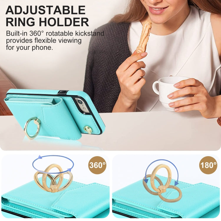 For iPhone SE 2022 / SE 2020 / 8 / 7 Anti-theft RFID Card Slot Phone Case(Mint Green) - iPhone SE 2022 / 2020 / 8 / 7 Cases by buy2fix | Online Shopping UK | buy2fix