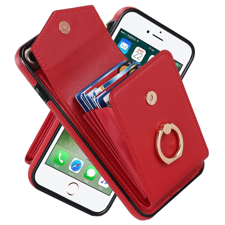 For iPhone 8 Plus / 7 Plus Anti-theft RFID Card Slot Phone Case(Red) - More iPhone Cases by buy2fix | Online Shopping UK | buy2fix
