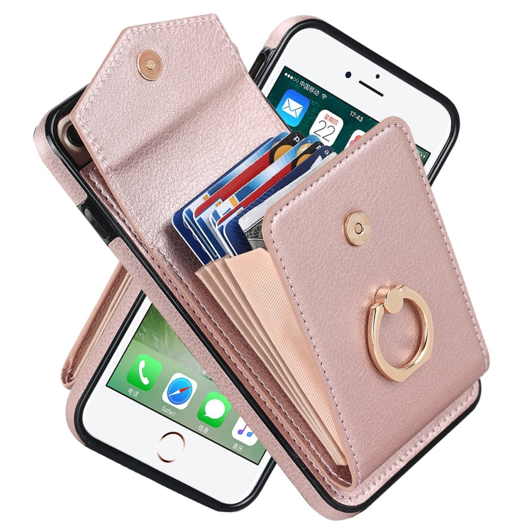 For iPhone 8 Plus / 7 Plus Anti-theft RFID Card Slot Phone Case(Rose Gold) - More iPhone Cases by buy2fix | Online Shopping UK | buy2fix