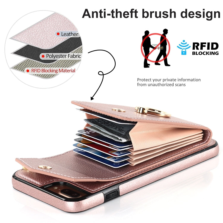 For iPhone 8 Plus / 7 Plus Anti-theft RFID Card Slot Phone Case(Rose Gold) - More iPhone Cases by buy2fix | Online Shopping UK | buy2fix