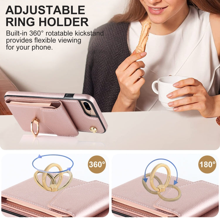 For iPhone 8 Plus / 7 Plus Anti-theft RFID Card Slot Phone Case(Rose Gold) - More iPhone Cases by buy2fix | Online Shopping UK | buy2fix