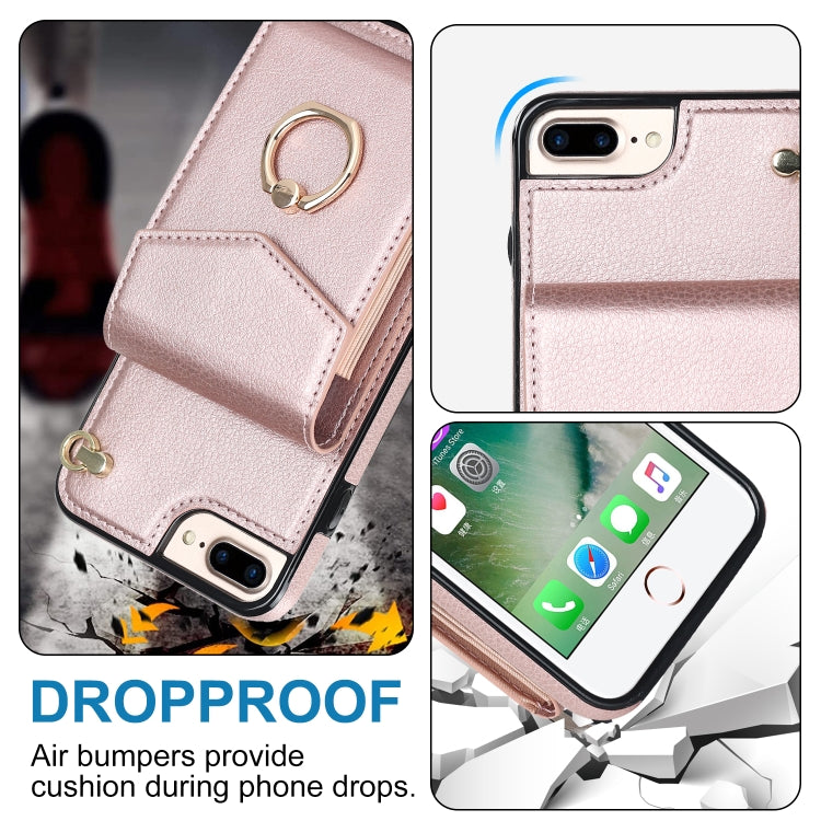 For iPhone 8 Plus / 7 Plus Anti-theft RFID Card Slot Phone Case(Rose Gold) - More iPhone Cases by buy2fix | Online Shopping UK | buy2fix