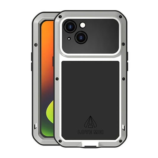 For iPhone 14 Plus LOVE MEI Metal Shockproof Life Waterproof Dustproof Phone Case(Silver) - iPhone 14 Plus Cases by LOVE MEI | Online Shopping UK | buy2fix