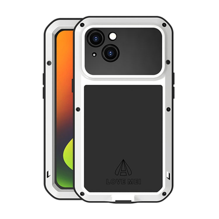For iPhone 14 Plus LOVE MEI Metal Shockproof Life Waterproof Dustproof Phone Case(White) - iPhone 14 Plus Cases by LOVE MEI | Online Shopping UK | buy2fix