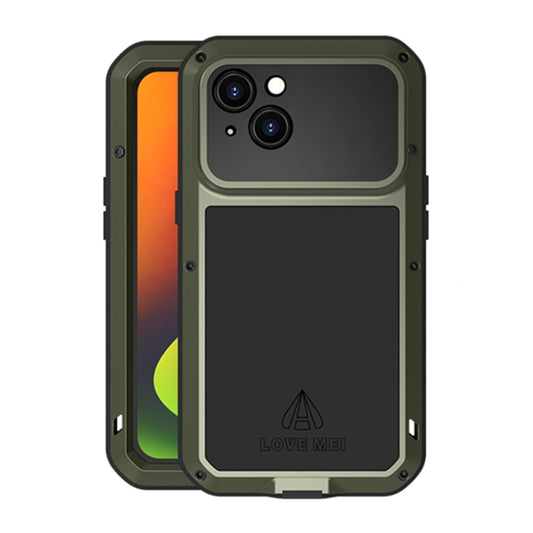 For iPhone 14 Plus LOVE MEI Metal Shockproof Life Waterproof Dustproof Phone Case(Army Green) - iPhone 14 Plus Cases by LOVE MEI | Online Shopping UK | buy2fix