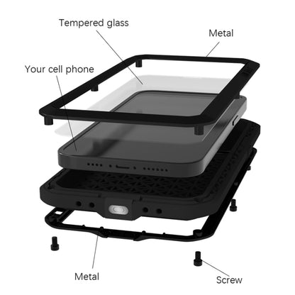 For iPhone 14 Plus LOVE MEI Metal Shockproof Life Waterproof Dustproof Phone Case(Army Green) - iPhone 14 Plus Cases by LOVE MEI | Online Shopping UK | buy2fix