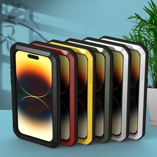 For iPhone 14 Pro LOVE MEI Metal Shockproof Life Waterproof Dustproof Phone Case(Black) by LOVE MEI