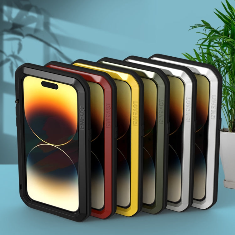 For iPhone 14 Pro Max LOVE MEI Metal Shockproof Life Waterproof Dustproof Phone Case(Black) - iPhone 14 Pro Max Cases by LOVE MEI | Online Shopping UK | buy2fix