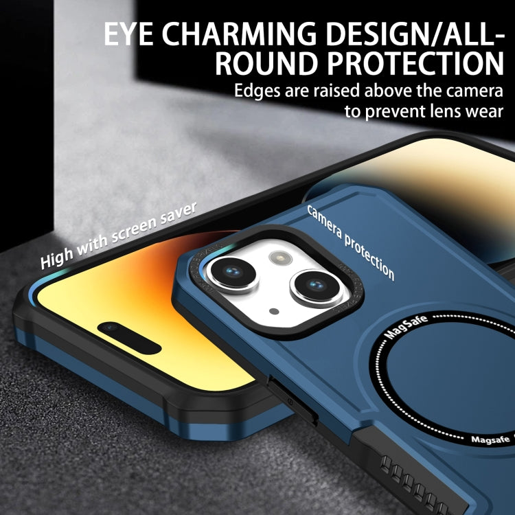 For iPhone 14 Plus MagSafe Shockproof Armor Phone Case(Dark Blue) by buy2fix