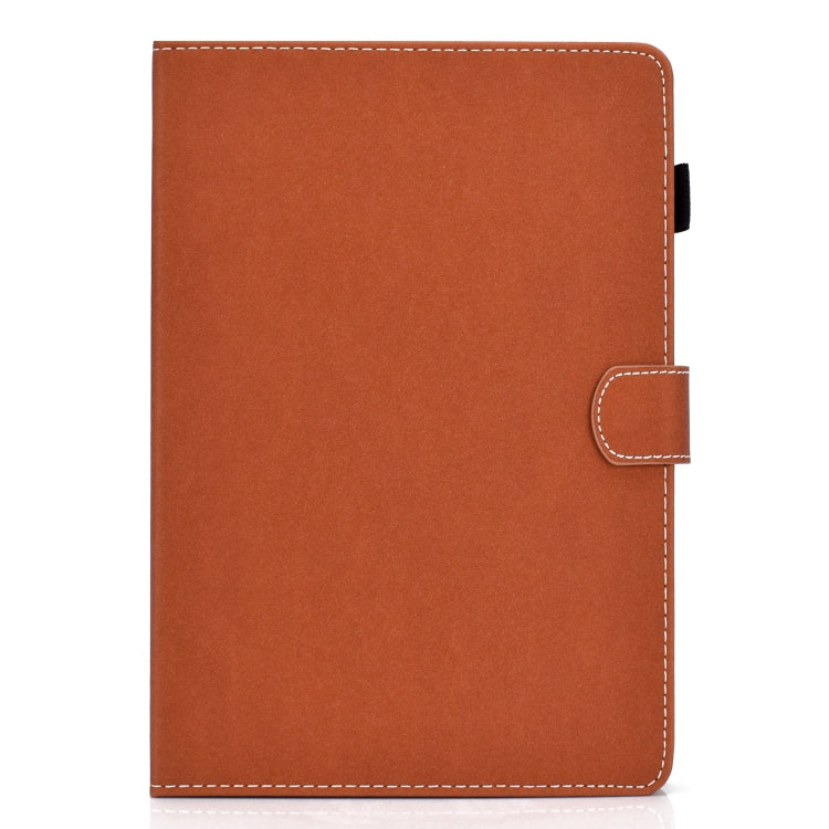 For iPad Pro 11 (2020) Sewing Thread Horizontal Solid Color Flat Leather Tablet Case with Sleep Function & Pen Cover & Anti Skid Strip & Card Slot & Holder(Light Star Brown) - iPad Pro 11 (2020) Cases by buy2fix | Online Shopping UK | buy2fix