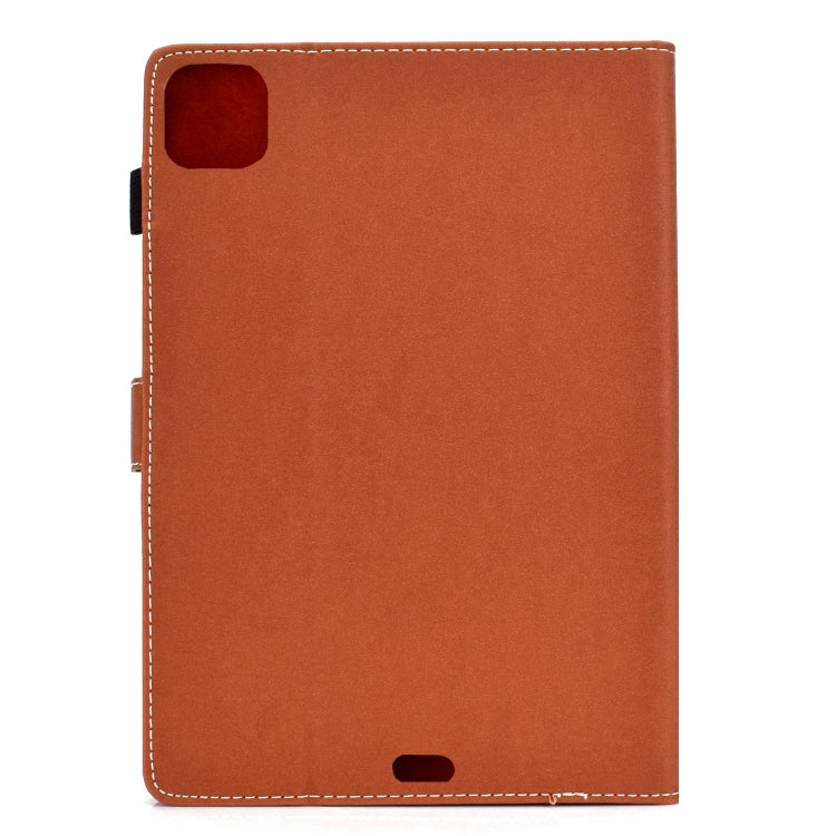 For iPad Pro 11 (2020) Sewing Thread Horizontal Solid Color Flat Leather Tablet Case with Sleep Function & Pen Cover & Anti Skid Strip & Card Slot & Holder(Light Star Brown) - iPad Pro 11 (2020) Cases by buy2fix | Online Shopping UK | buy2fix