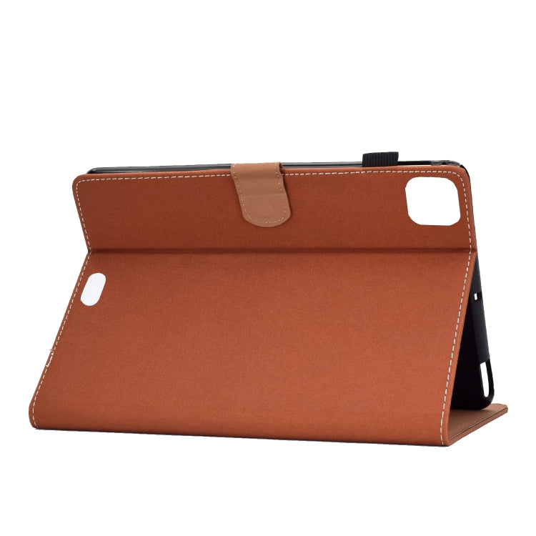 For iPad Pro 11 (2020) Sewing Thread Horizontal Solid Color Flat Leather Tablet Case with Sleep Function & Pen Cover & Anti Skid Strip & Card Slot & Holder(Light Star Brown) - iPad Pro 11 (2020) Cases by buy2fix | Online Shopping UK | buy2fix