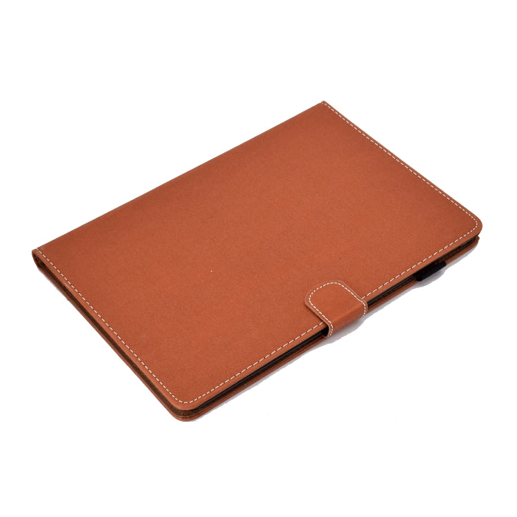 For iPad Pro 11 (2020) Sewing Thread Horizontal Solid Color Flat Leather Tablet Case with Sleep Function & Pen Cover & Anti Skid Strip & Card Slot & Holder(Light Star Brown) - iPad Pro 11 (2020) Cases by buy2fix | Online Shopping UK | buy2fix
