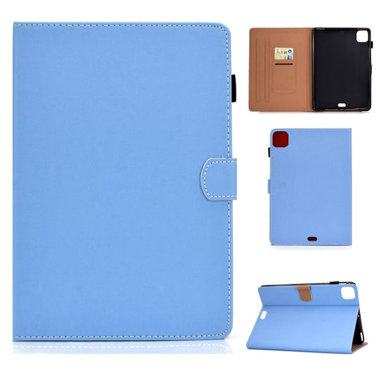 For iPad Pro 11 (2020) Sewing Thread Horizontal Solid Color Flat Leather Tablet Case with Sleep Function & Pen Cover & Anti Skid Strip & Card Slot & Holder(Light Star Blue) - iPad Pro 11 (2020) Cases by buy2fix | Online Shopping UK | buy2fix