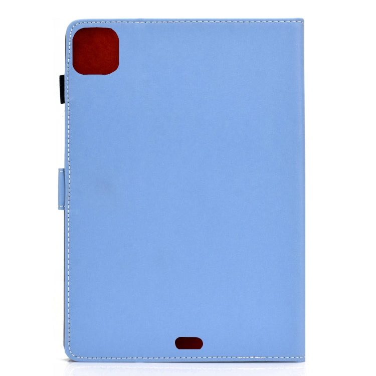 For iPad Pro 11 (2020) Sewing Thread Horizontal Solid Color Flat Leather Tablet Case with Sleep Function & Pen Cover & Anti Skid Strip & Card Slot & Holder(Light Star Blue) - iPad Pro 11 (2020) Cases by buy2fix | Online Shopping UK | buy2fix