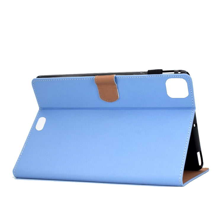 For iPad Pro 11 (2020) Sewing Thread Horizontal Solid Color Flat Leather Tablet Case with Sleep Function & Pen Cover & Anti Skid Strip & Card Slot & Holder(Light Star Blue) - iPad Pro 11 (2020) Cases by buy2fix | Online Shopping UK | buy2fix