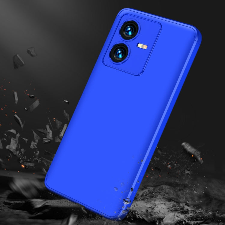 For vivo Y22 / Y22s GKK Three Stage Splicing Full Coverage PC Phone Case(Blue) - vivo Cases by GKK | Online Shopping UK | buy2fix