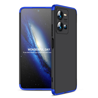 For vivo Y35 2022 GKK Three Stage Splicing Full Coverage PC Phone Case(Black Blue) - vivo Cases by GKK | Online Shopping UK | buy2fix