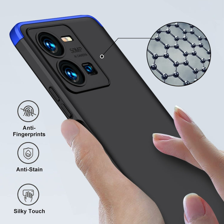 For vivo Y35 2022 GKK Three Stage Splicing Full Coverage PC Phone Case(Black Blue) - vivo Cases by GKK | Online Shopping UK | buy2fix