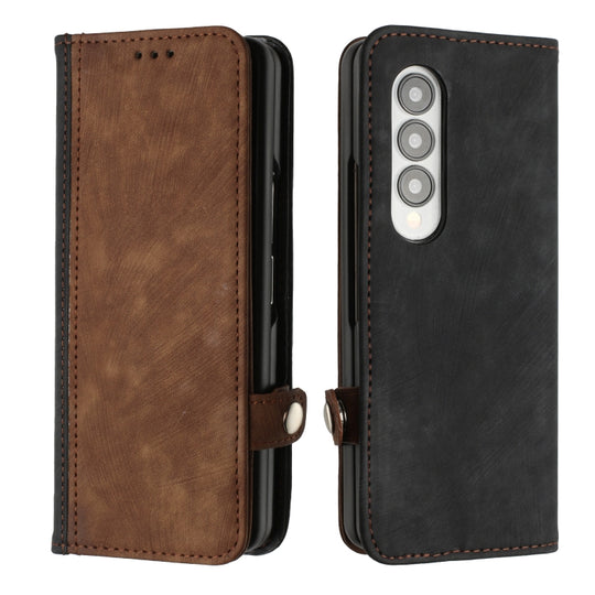 For Samsung Galaxy Z Fold 4 5G Side Buckle Double Fold Leather Phone Case(Brown)