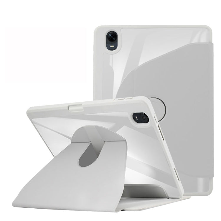For OPPO Pad 11 2022 Acrylic 360 Degree Rotation Holder Tablet Leather Case(Grey) - OPPO by buy2fix | Online Shopping UK | buy2fix
